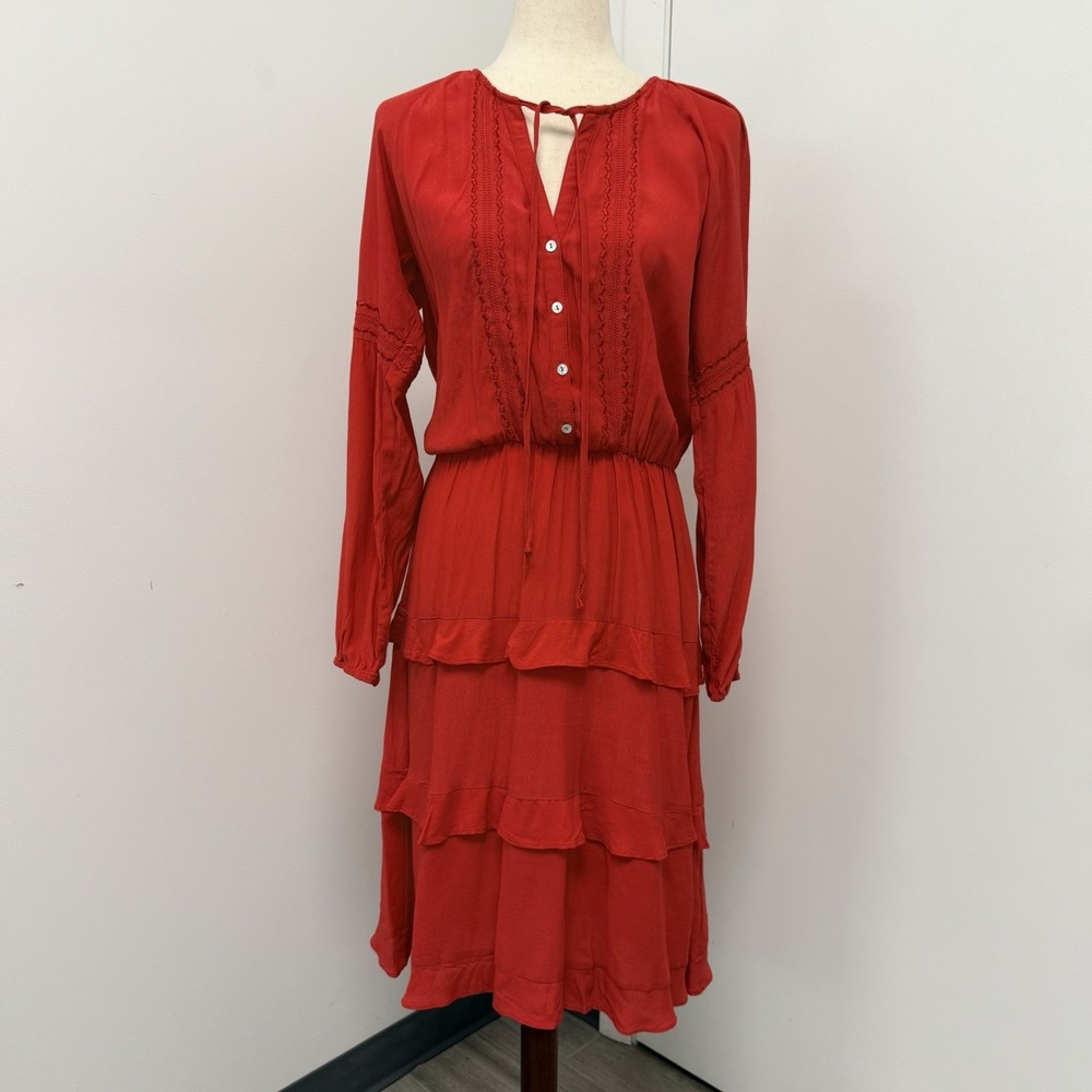 New Anthro Sunday in Brooklyn Tier Midi Dress Size M Boho Cottage Gauzey Prairie